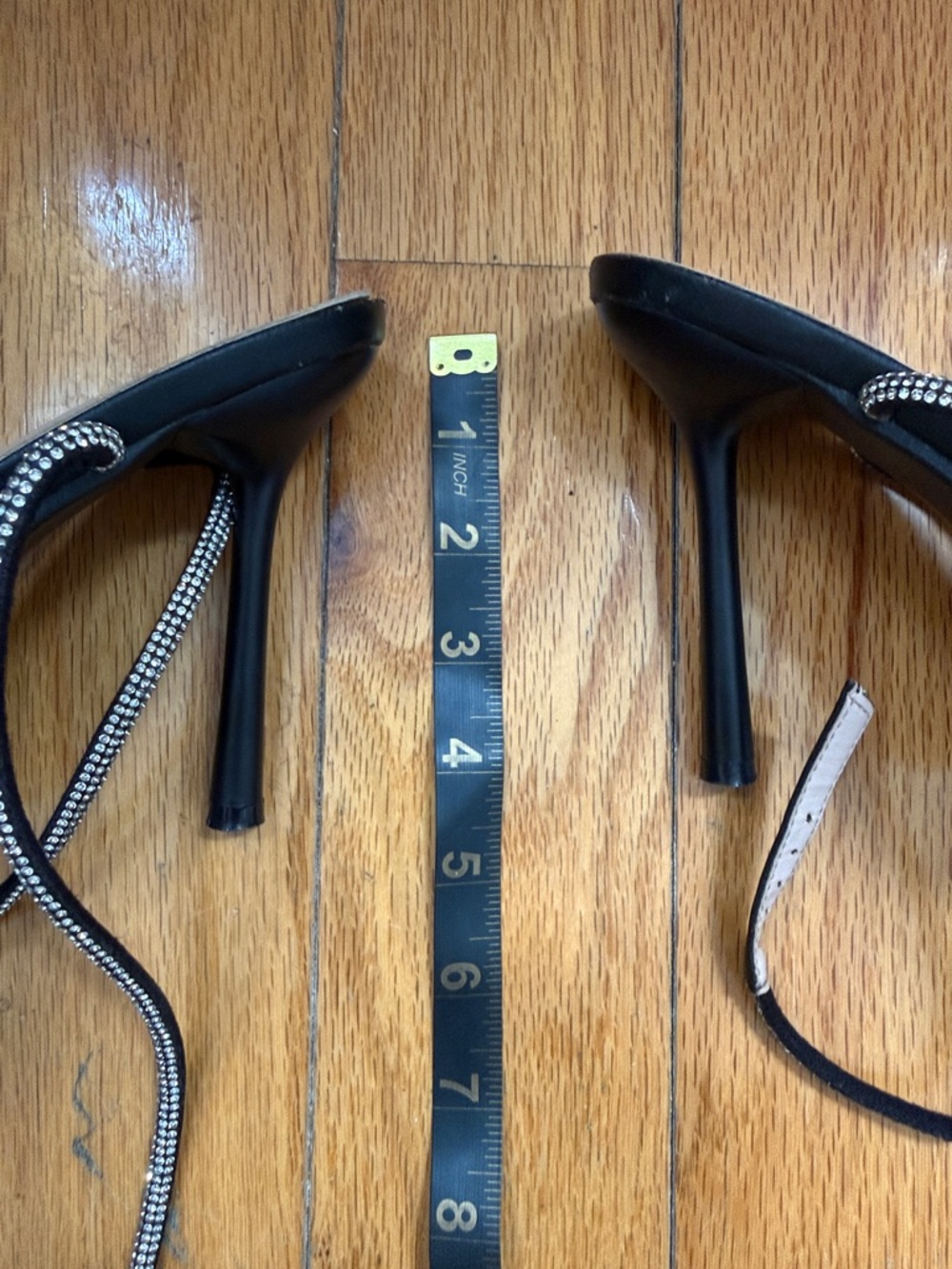 'Soan Her Shoes' Strappy Black Embellished Square-Toe Heels - size 40 - Picture 3 of 4